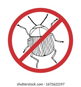 Ilustración vectorial del escarabajo. Control de plagas. Destrucción de parásitos. Plagas de insectos.