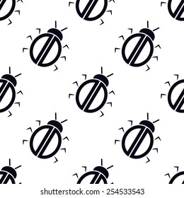 Vector illustration of beetle seamless pattern on white background.