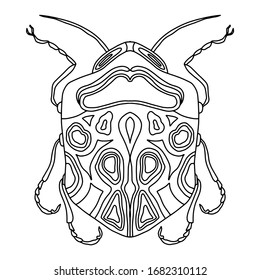 Vector Illustration of beetle.Coloring book page.Template for design.