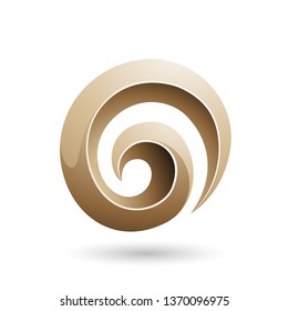 Vector Illustration of Beige 3d Glossy Swirl Shape isolated on a white background