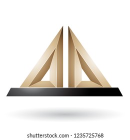 Vector Illustration of Beige 3d Pyramidical Embossed Shape isolated on a White Background