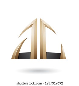 Vector Illustration of Beige and Black Arrow Shaped A and C Letters isolated on a White Background