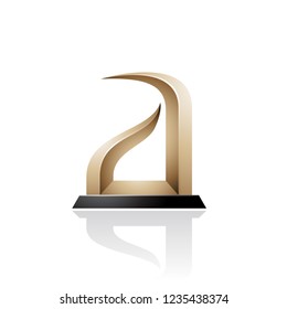 Vector Illustration of Beige and Black Bow-like Embossed Letter A isolated on a White Background