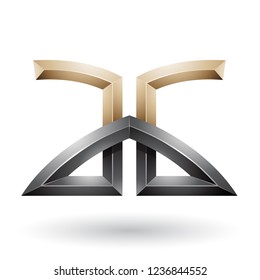 Vector Illustration of Beige and Black Bridged Embossed Letters of A and G isolated on a White Background