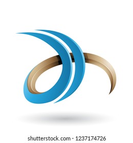 Vector Illustration of Beige and Blue 3d Curly Letter D and H isolated on a White Background