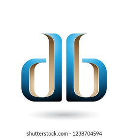 Vector Illustration of Beige and Blue Double Sided D and B Letters isolated on a White Background