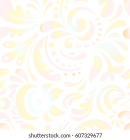 Vector illustration. In beige colors on a white background. Ikat damask seamless pattern background tile.
