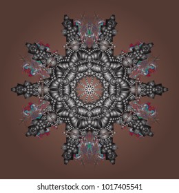 Vector illustration with beige, gray and neutral isolated snowflakes. Beautiful decoration. 