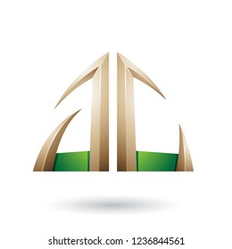 Vector Illustration of Beige and Green Arrow Shaped A and C Letters isolated on a White Background