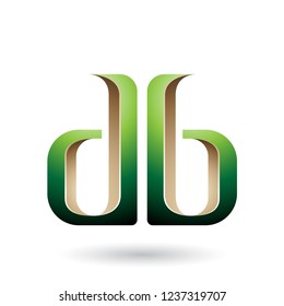 Ilustración vectorial de las letras D y B beige y verde aisladas en fondo blanco