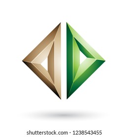 Vector Illustration of Beige and Green Frame Like Embossed Diamond Shape isolated on a White Background