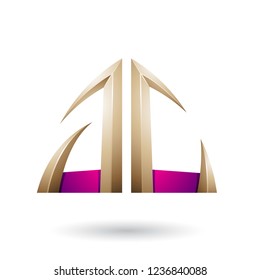 Vector Illustration of Beige and Magenta Arrow Shaped A and C Letters isolated on a White Background