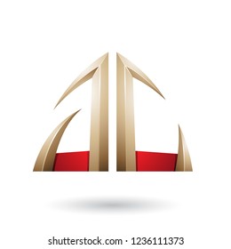 Vector Illustration of Beige and Red Arrow Shaped A and C Letters isolated on a White Background