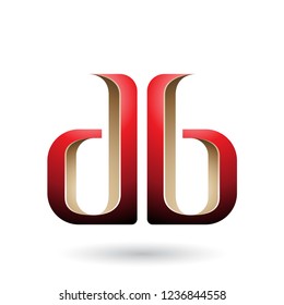 Vector Illustration of Beige and Red Double Sided D and B Letters isolated on a White Background