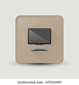 Vector illustration of beige square shaped computer screen icon.