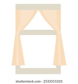Ilustración vectorial de una ventana beige con elegantes cortinas, perfecta para la decoración del hogar, el diseño de interiores y los diseños de temática arquitectónica.