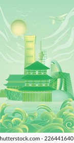 Vector illustration of Beijing  landmark complex, China