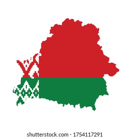 Vector illustration of Belarus flag map. Vector map.
