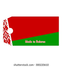 vector illustration of Belarus flag on price tag with word Made in Belarus isolated on white background.