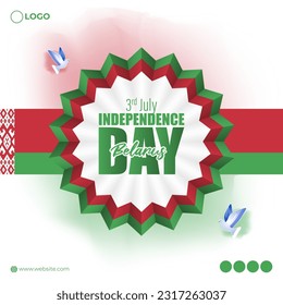 Vector illustration of Belarus Independence Day 3 July social media story feed mockup template