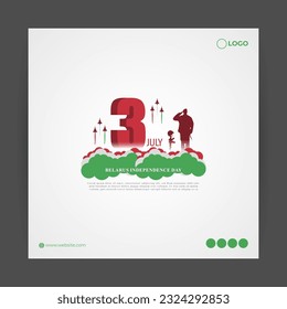 Vector illustration of Belarus Independence Day 3 July social media story feed mockup template