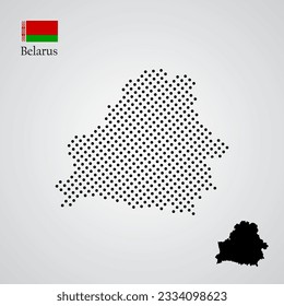 vector illustration of Belarus map silhouette halftone style