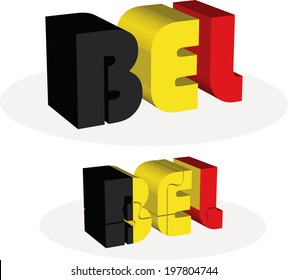 Vector illustration of Belgian Flag in puzzle isolated on white background