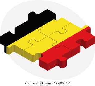 Vector illustration of Belgian Flag in puzzle isolated on white background