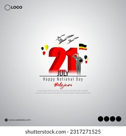 Vector illustration of Belgian National Day 21 July social media story feed mockup template