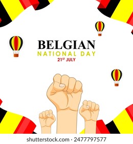 Vector illustration of Belgian National Day social media feed template