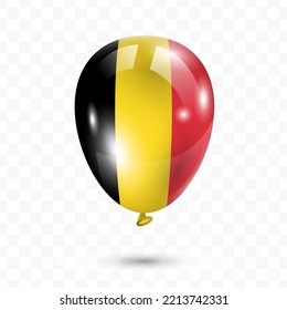 Vector illustration of Belgium country flag balloon on transparent background (PNG). Flying flag balloons for Independence Day celebrations.