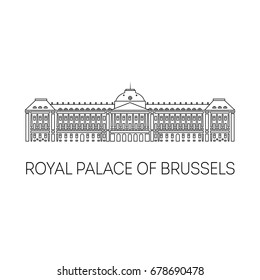 Vector illustration, Belgium famous palace. Architecture icon in trendy linear style.