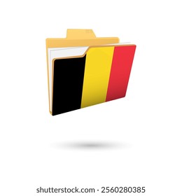 Vector illustration of Belgium flag isolated in file folder on white background.