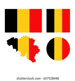 vector illustration of Belgium flag and map