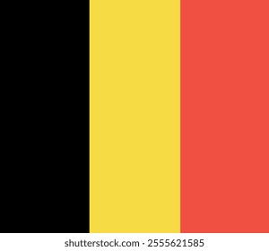 Vector illustration of the Belgium flag in its original 13:15 aspect ratio, featuring three vertical stripes in black, yellow, and red. Clean and precise design for versatile applications. 