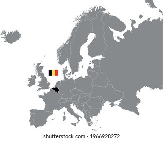 vector illustration of Belgium map and flag