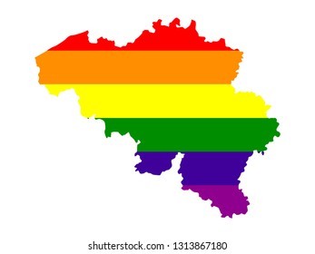 vector illustration of Belgium map with LGBT flag