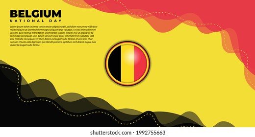 Vector illustration of Belgium National Day. Abstract Background design with waving red and black color. Good template for Belgium National day design.