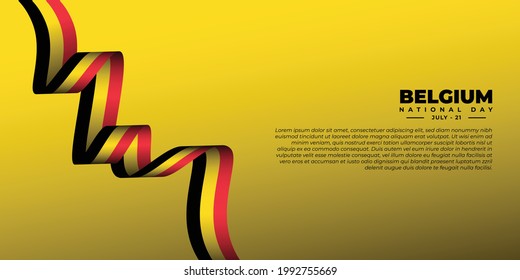 Vector illustration of Belgium National Day design with flying Belgium flag. Good template for Belgium National day design.