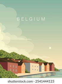 Vector illustration. Belgium. Travel poster, banner, postcard, cover. Modern design. Tourism, travel.