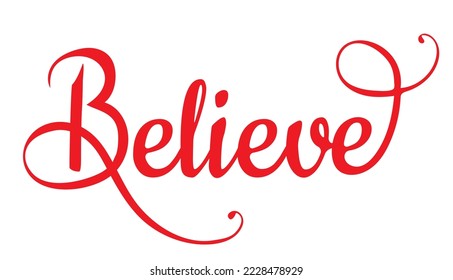 vector illustration of believe, handwritten text. 