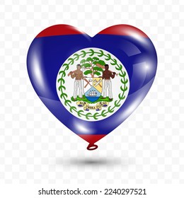 Vector illustration of a Belize country love balloon on transparent background (PNG). Flying love balloons for Independence Day celebration.