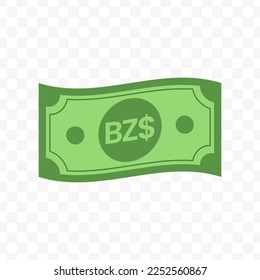 Ilustración vectorial del billete en dólares de Belice de color verde sobre fondo transparente (PNG).