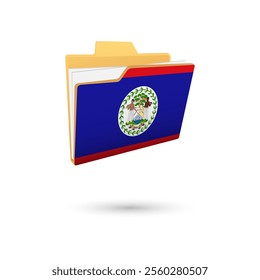 Vector illustration of Belize flag isolated in file folder on white background.