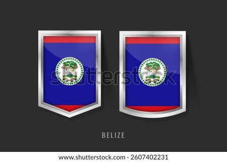 Vector Illustration of Belize flag. Logo and symbol of Belize flag with Badges set style