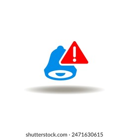 Vector illustration of bell and attention sign. Icon of important. Symbol of alarm.