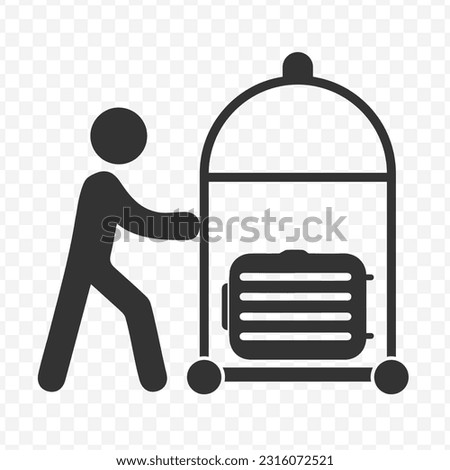 Vector illustration of bell boy icon in dark color and transparent background(PNG).