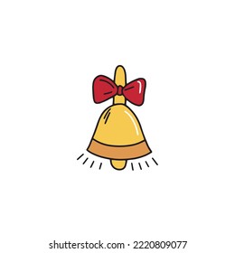 Vector illustration of a bell in doodle style on a white background for your design