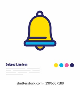 Vector illustration of bell icon colored line. Beautiful celebrate element also can be used as ringing icon element.
