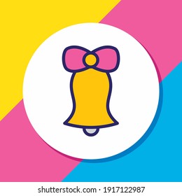 Vector illustration of bell icon colored line. Beautiful party element also can be used as jingle icon element.